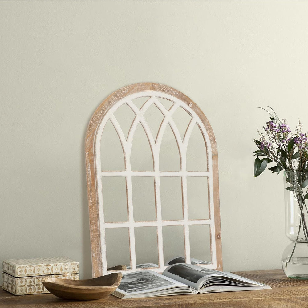Farmhouse Window Pane Mirror, Large Decorative White Wall Mirror for Living R...