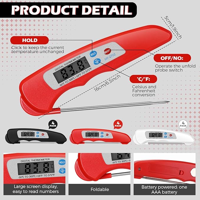 Xuhal 12 Pcs Digital Meat Thermometer