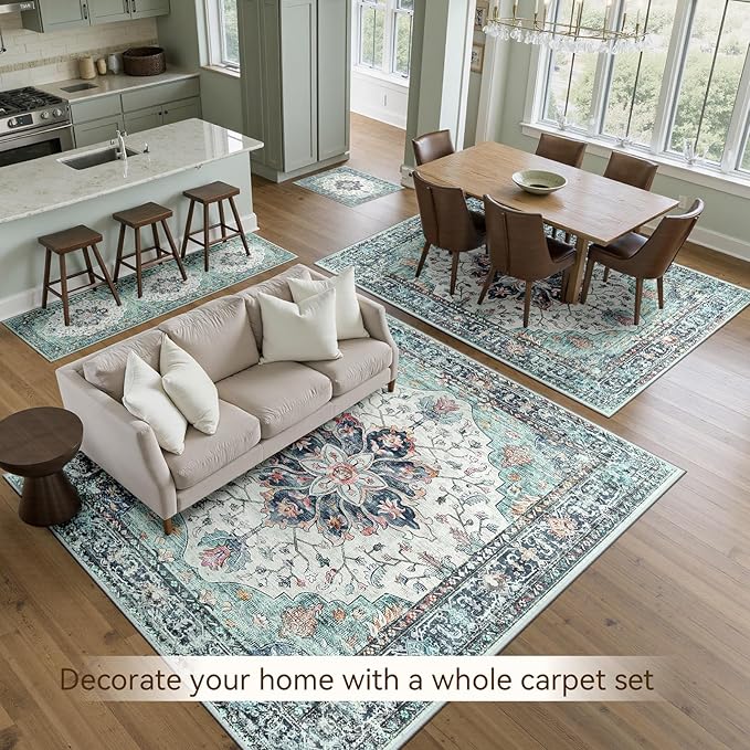 RELEANY Area Rugs 5'x8' Washable Non-Slip, Floral Vintage Distress Print - Image 6