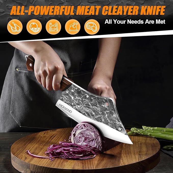 MDHAND Butcher Knife Set, Heavy Duty Meat Cleaver, Fillet Knives, Meat Cutting - Image 6