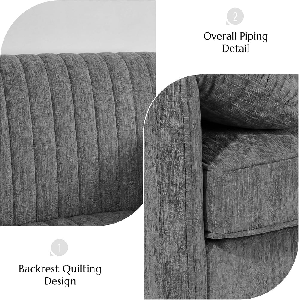 Modern Elegant Oversized Accent Armchair Set of 2, 43.3" Chenille, Gray