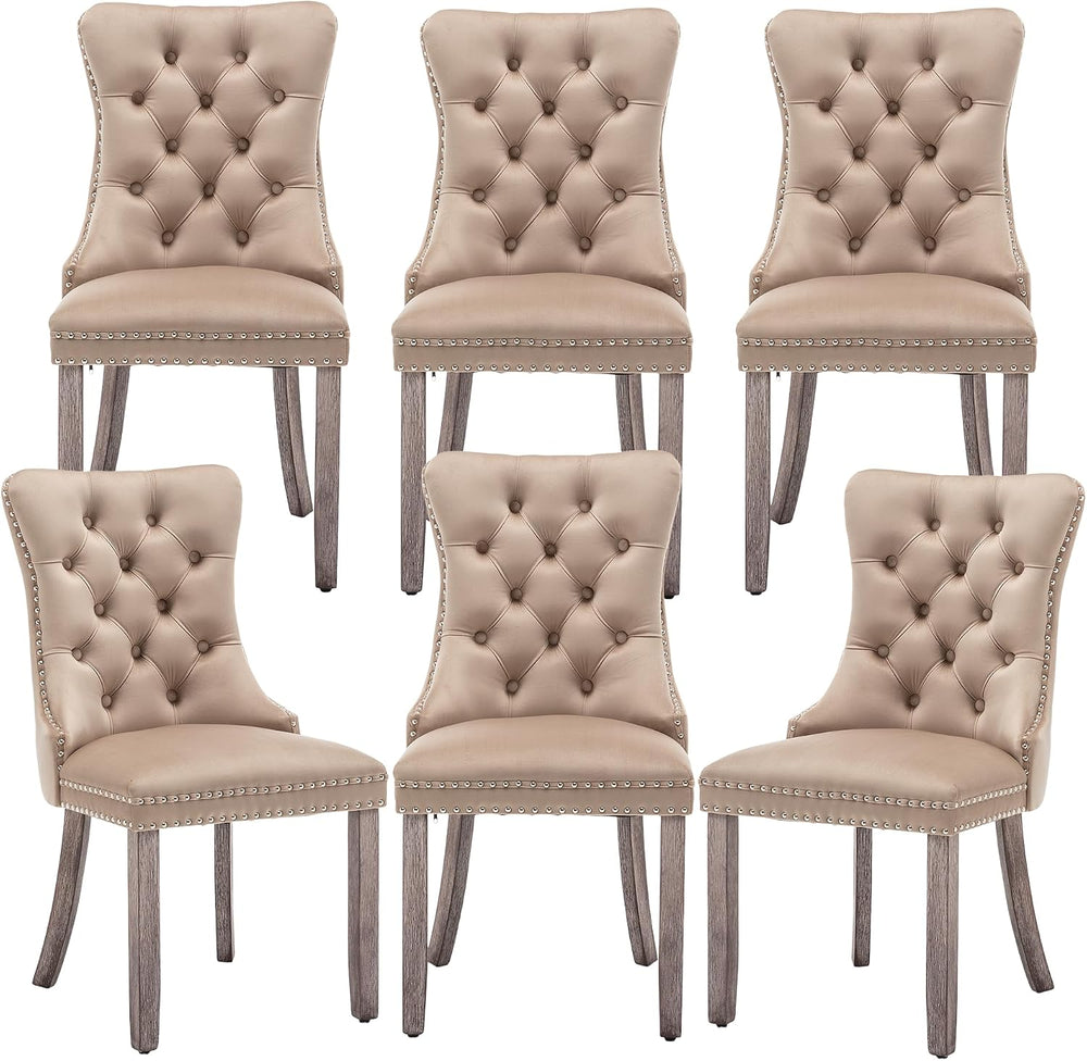 Mid Century Modern Dining Chair Set of 6 Velvet Upholstered Dining Accent Cha...