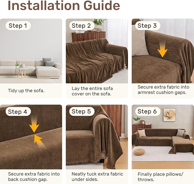 Sectional Couch Covers, 2 Pieces Washable L Shaped Couch Covers Sofa Blanket - Image 7