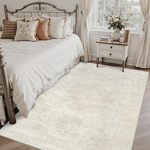 5x7 Area Rugs for Living Room: Vintage Boho Neutral Washable Rug Indoor Soft - Image 2