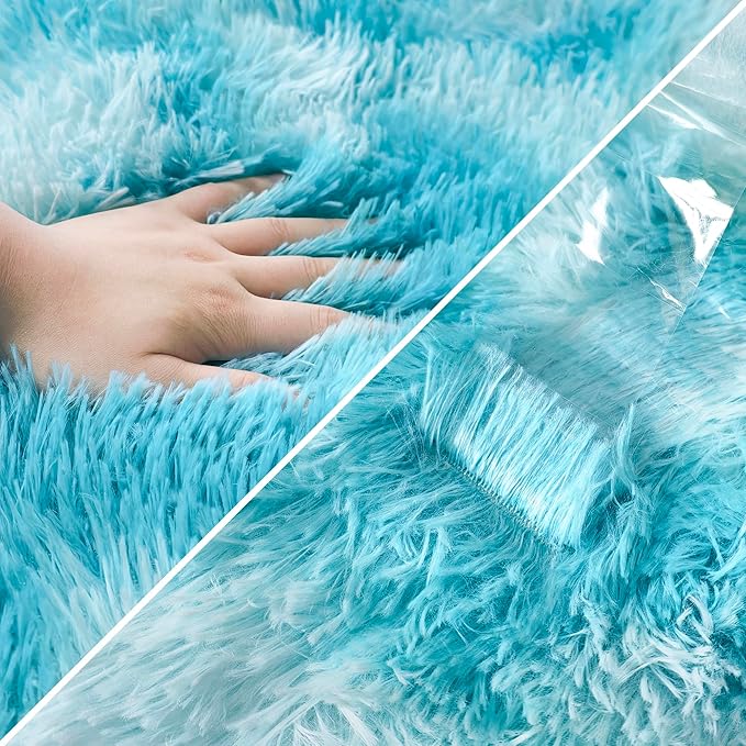 Tie-Dyed Sky Blue 2x8 Machine Washable Runner Rugs - Image 6