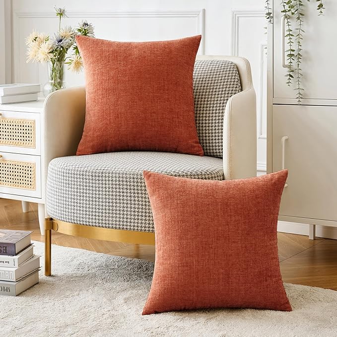 MIULEE Pack of 2 Couch Throw Pillow Covers 20x20 Inch Soft Burnt Orange - Image 5