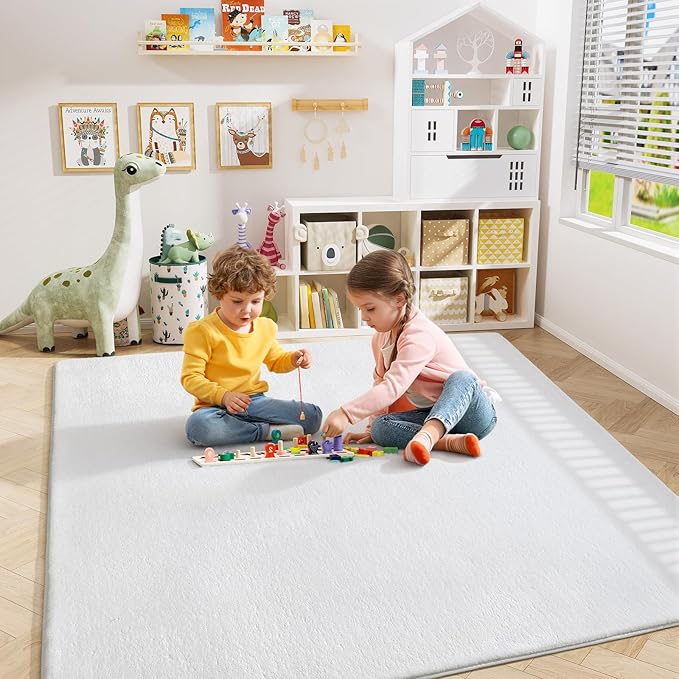 Amearea 5x5 Square Area Rugs for Bedroom Living Room, Modern White Thickened - Image 6