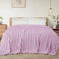 Exclusivo Mezcla Queen Size Flannel Fleece Blanket, Super Soft Striped Jacquard by ExclusivoMezcla