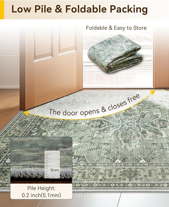 Area Rugs 2'x7' Runner Rug Non Slip Washable - Image 6