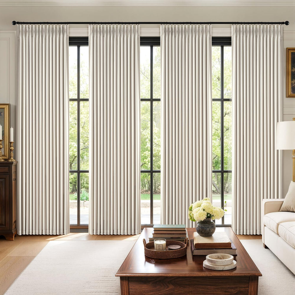 MIULEE Pinch Pleated 100% Blackout Curtains 40"x90" Long Birch 4 Pa...