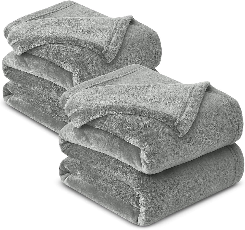 IR Imperial Rooms 2 Pack Twin Fleece Blankets 60x80 Hotels Silver Grey