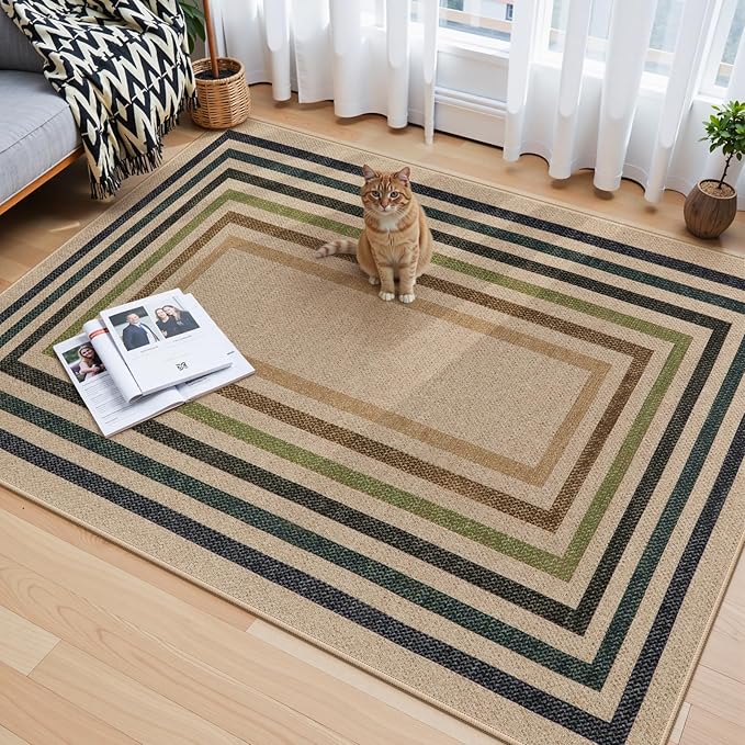 Lahome Enfys Modern Geometric Easy Jute Rug, 4x6 Washable Indoor Outdoor Carpet - Image 3