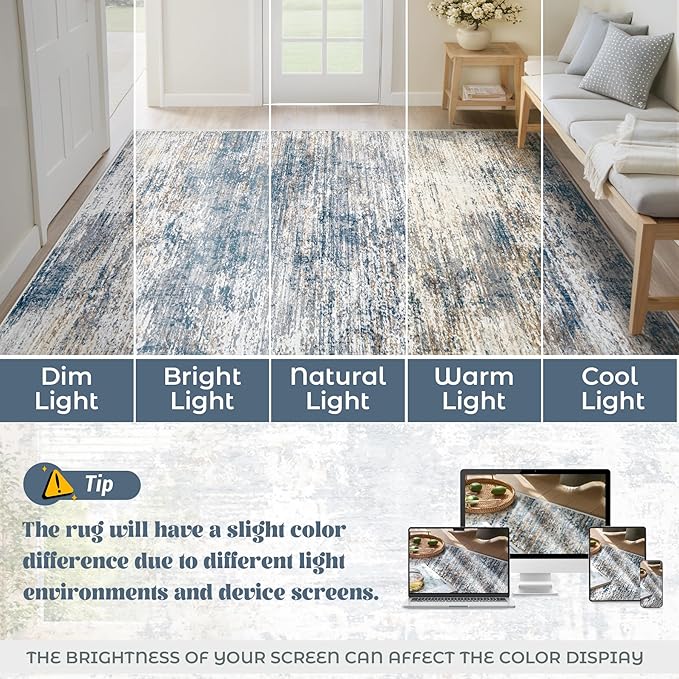 10x12 Area Rug for Living Room, Washable Modern Abstract Large Area Rug Neutral - Image 7