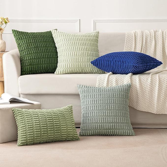 MIULEE Pack of 2 Spring Corduroy Decorative Throw Pillow Covers 18x18 Inch Soft - Image 5