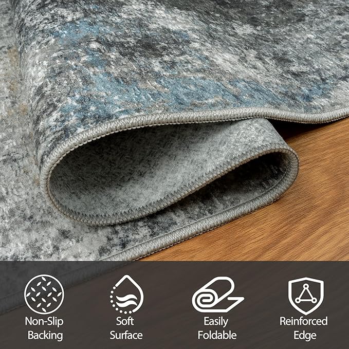 5x7 Area Rugs for Living Room Rug Washable: Abstract Rug for Dining Room - Image 4