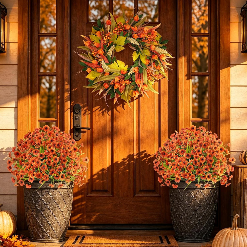 Grooy 2 Pack Artificial Fall Yellow Flower Topiary Balls for Outdoor