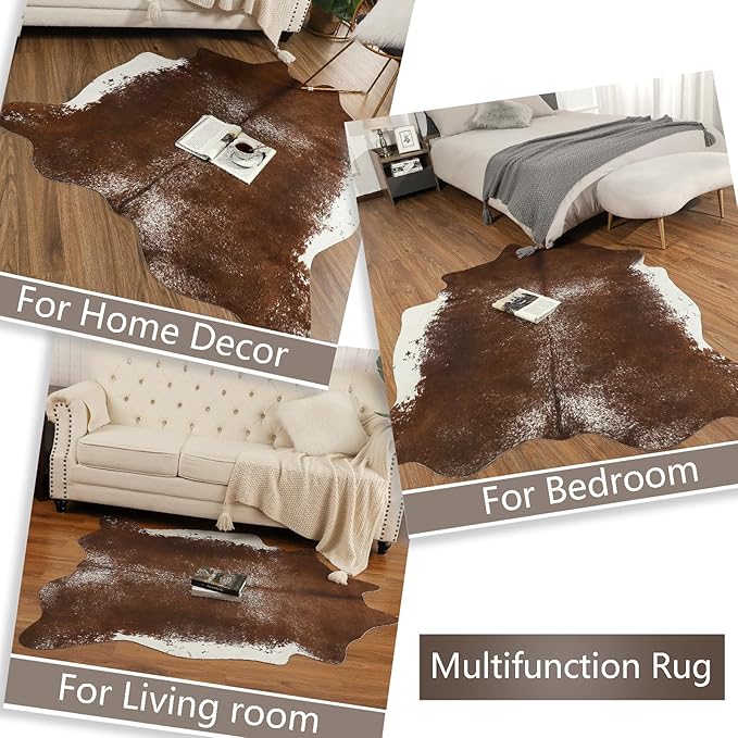 AROGAN 6×7.2 Feet Western Decor Faux Fur Cowhide Rug, Feet Premium Animal Skin - Image 8
