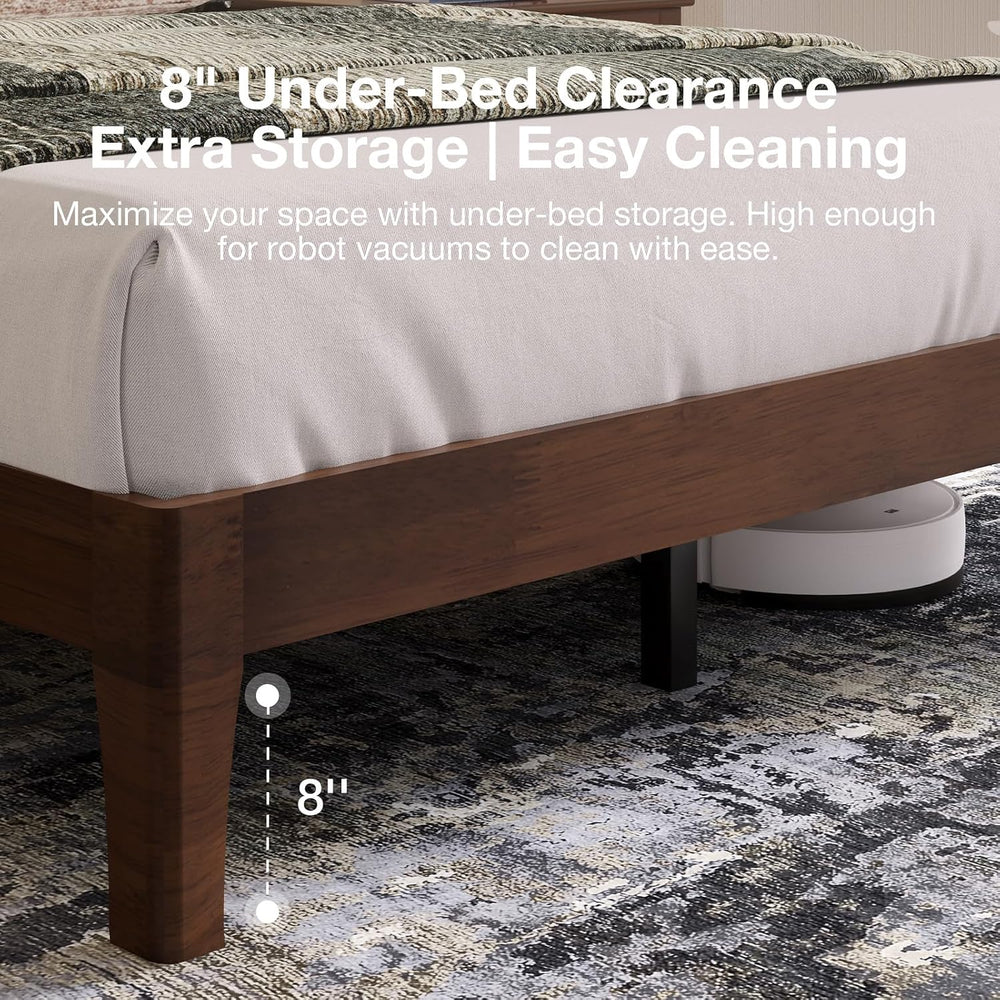 Novilla Full Size Bed Frame with 3-Level Adjustable Storage Headboard, Solid ...
