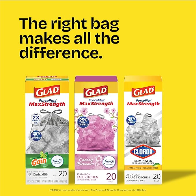 Glad Small Trash Bags 4 Gallon, Febreze Cherry Blossom Garbage Bags, Odor - Image 9