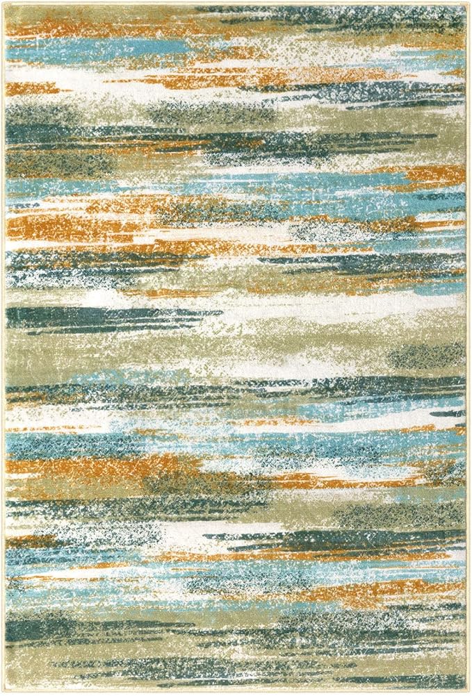 Lansny Modern Abstract 8x10 Large Machine Washable Living Room Rug Non-Slip - Image 9