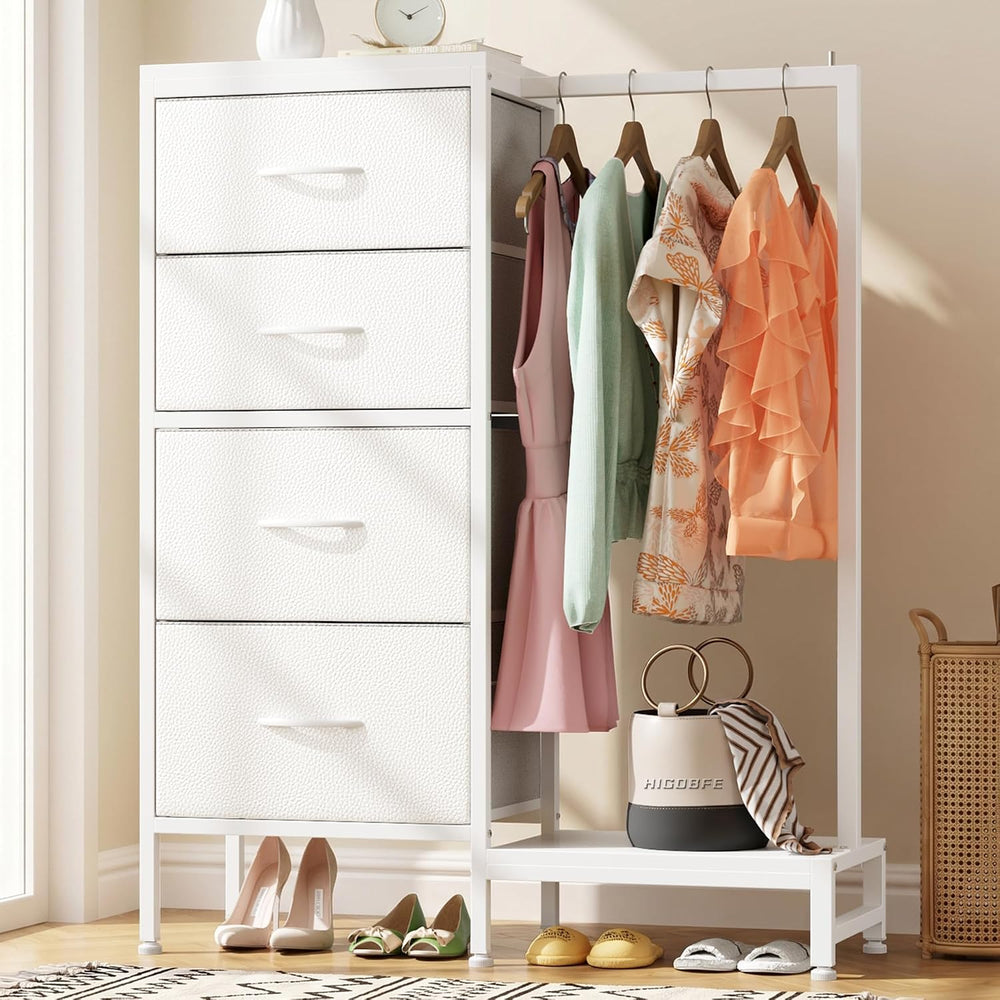 Tall Dresser 44''H with Hanging Rack, 4 Drawers Small Closet Dresser ...