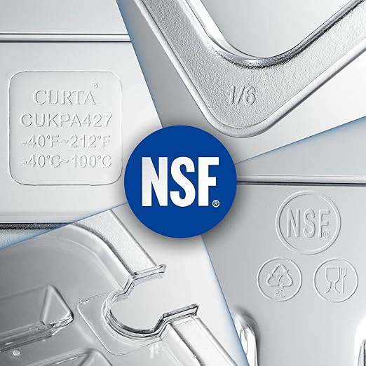 CURTA 6 Pack NSF 1/9 Size Food Pan Cover, Dishwasher & Freezer Safe Plastic - Image 5