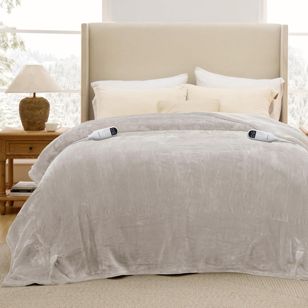Bedsure Heated Blanket Queen Size, Dual Control Electric Blanket, Cream