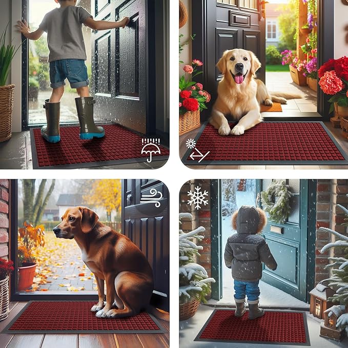 Smiry Front Door Mat Outside Entrance, Heavy Duty Natural Rubber Doormat - Image 7