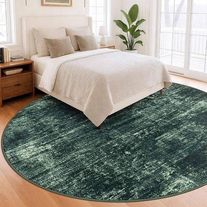 IOHOUZE Abstract Round Area Rug 8 Ft Washable Circle Rugs Large Round Rug Non - Image 8