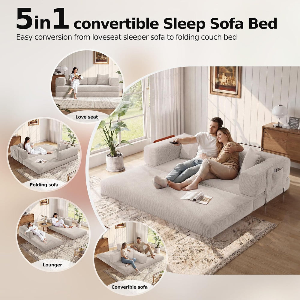 MoonSpeak 78.8'' Futon Sofa Bed, Boneless Couches for Living Room