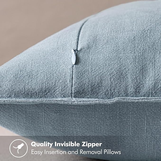 MIULEE Decorative Linen Euro Sham Pillow Covers 24x24 Blue Grey ​Boho - Image 3