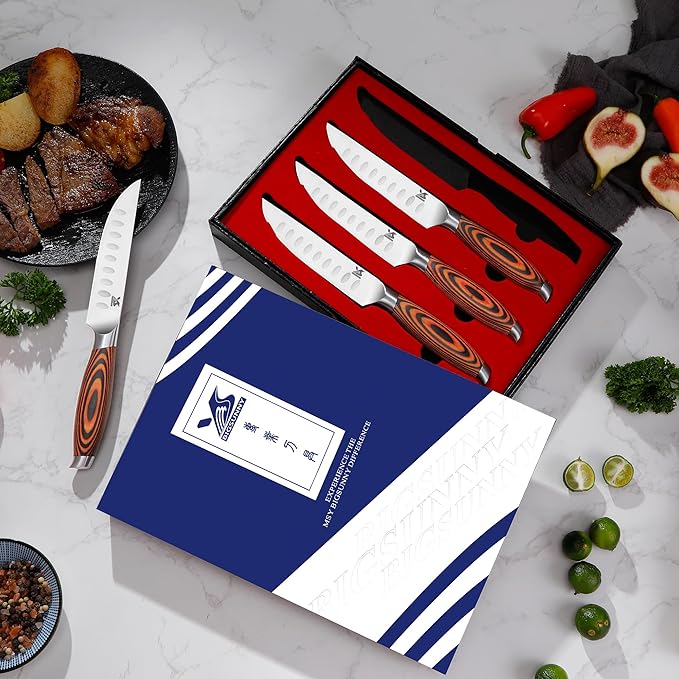 MSY BIGSUNNY Steak Knife Set, German Steel 5-Inch Blade, High-end Ergonomic - Image 6