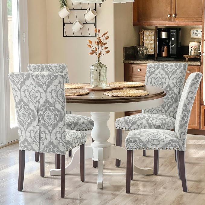 COLAMY Upholstered Parsons Dining Chairs Set of 4, Fabric Dining Room Kitchen...