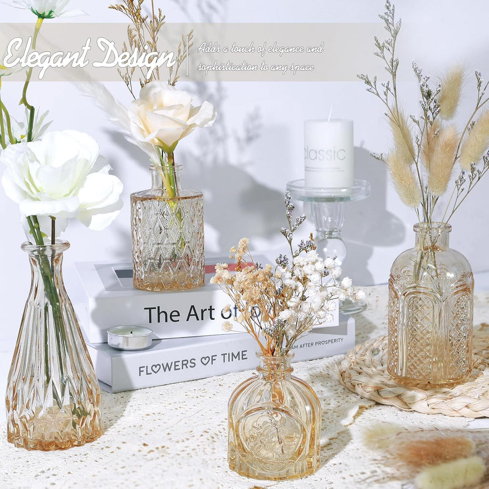 TBWIND 24pcs Amber Glass Bud Vases Set