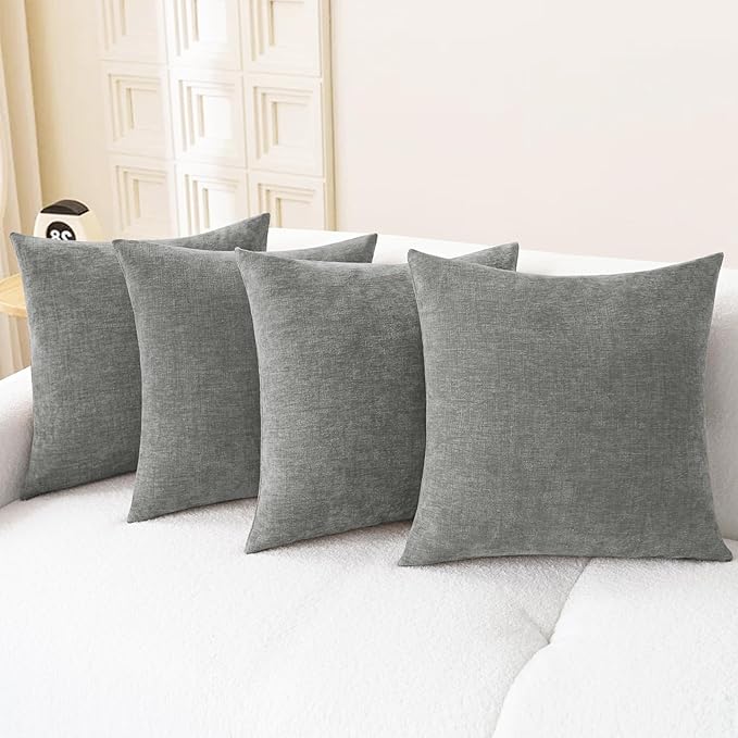 CaliTime Throw Pillow Covers Decorative 18 X 18 Inches Pack of 4 Cozy Chenille by CaliTime
