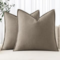 MIULEE Decorative Linen Pillow Covers 18x18 Inch Tan TaupeBoho Farmhouse by MIULEE