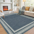 OPPODREAM Border Soft Area Rugs 6x9, Washable Blue Rug by OPPODREAM