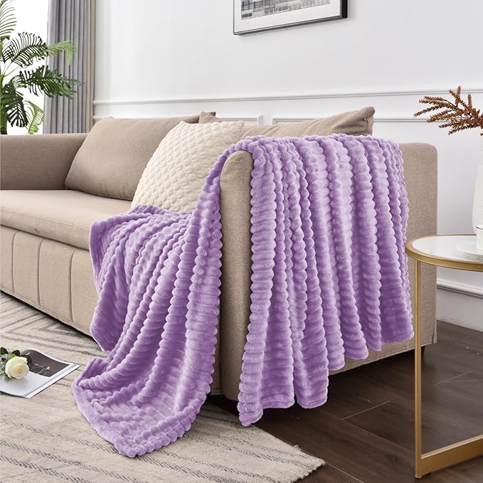 BEDELITE Fleece Blanket Twin Size – 3D Ribbed Jacquard Soft and Warm Decorative - Image 9