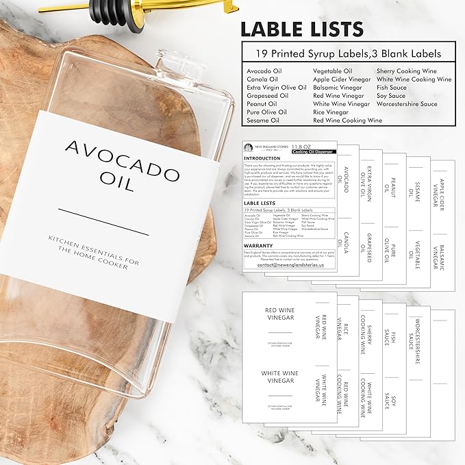 New England Stories Kitchen Cooking Oil Dispenser Set, Olive Oil and Vinegar - Image 3