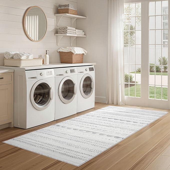Nakagishi Runner Rug Kitchen Washable Rugs: 3x8 Non-Slip Boho Soft Modern Stain - Image 6
