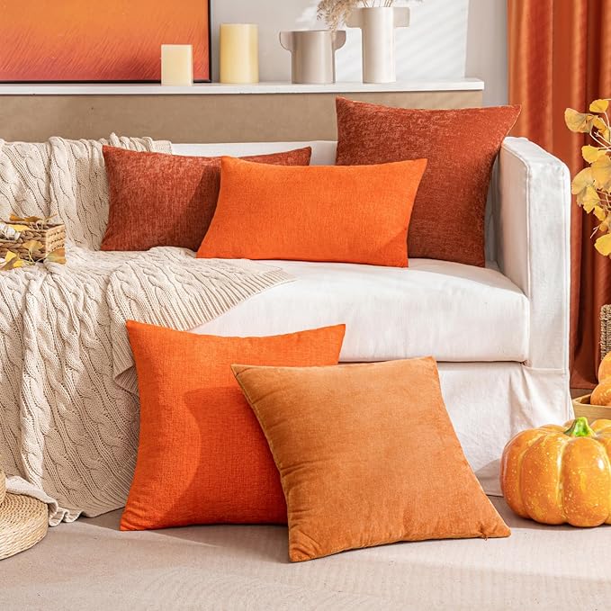 MIULEE Pack of 2 Rust Throw Pillow Covers 20x20 Inch Soft Chenille Pillow Covers - Image 7