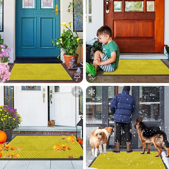 Smiry Front Door Mat Outside Entrance, Heavy Duty Sturdy Natural Rubber Doormat - Image 7