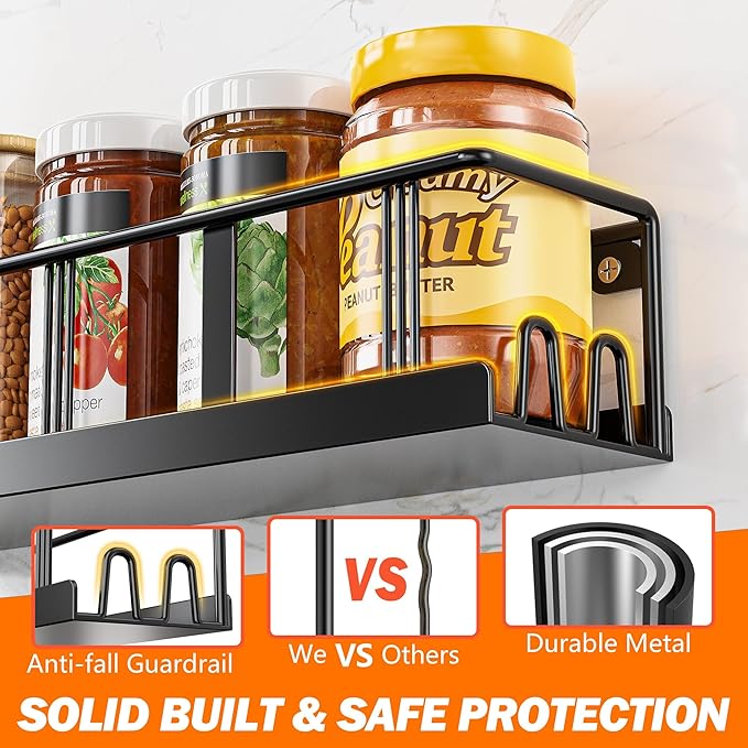 Bunoxea Spice Rack Wall Mounted 3 Pack, Space-Saving Spice Organizer - Image 4