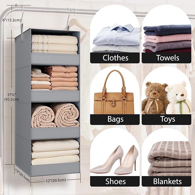 GRANNY SAYS 4-Shelf Hanging Organizer, Closet Hanging Shelves, Closet Hanging - Image 3