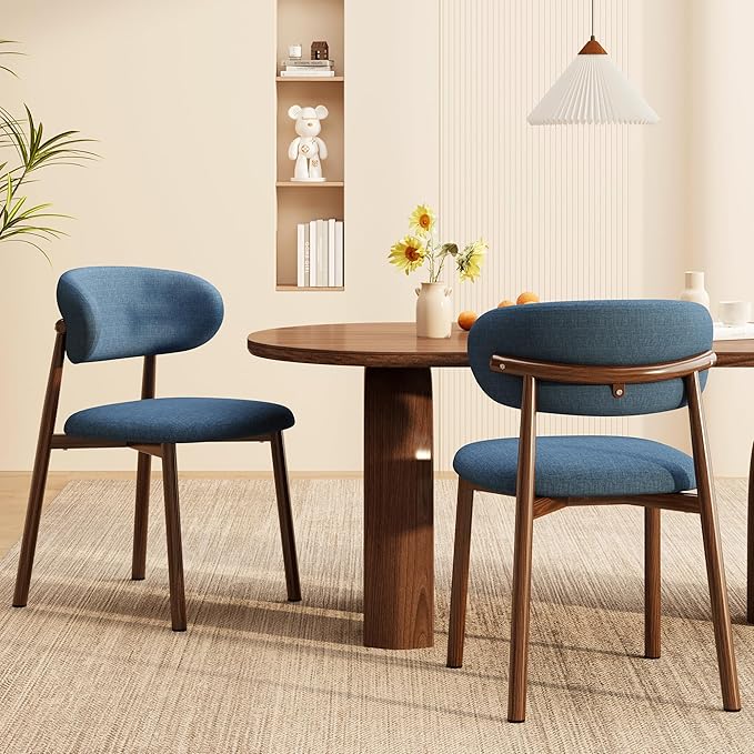 Kitchen Dining Chairs Set of 4 Modern Soft Linen Farmhouse Dining Room Chair ...