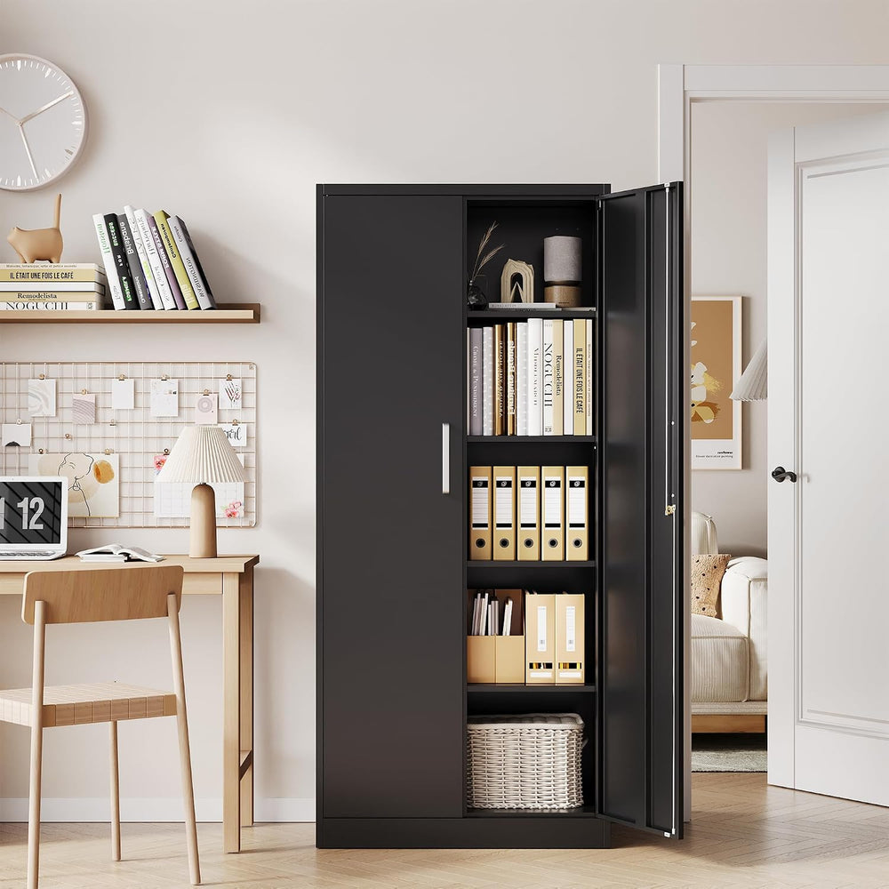 Metal Storage Cabinet with Locking Doors, 71" Tall Steel Locker Organize...