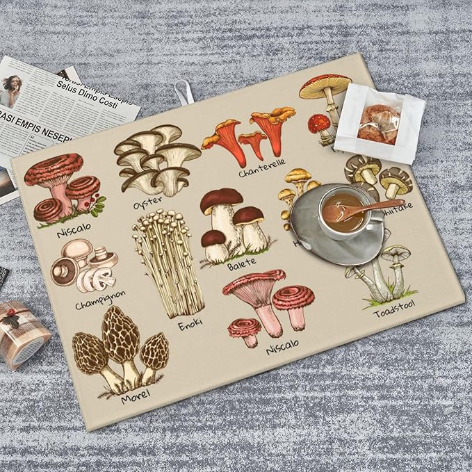 Mushrooms Dish Drying Mat XL Microfiber Kitchen Drying Mat Large Dish Drying - Image 5