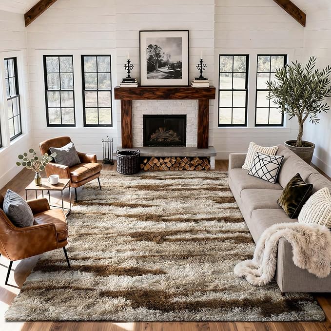 8x10 Ft Extra Large Shag Rugs for Living Room, Tie Dyed Ultra Soft Fluffy Furry by Cuzwlovita