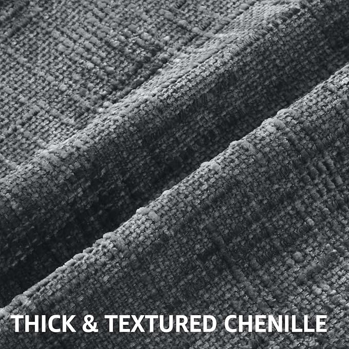 decorUhome Dark Grey Chenille Throw Pillow Covers 16x16 Set of 2 Textured Soft - Image 2
