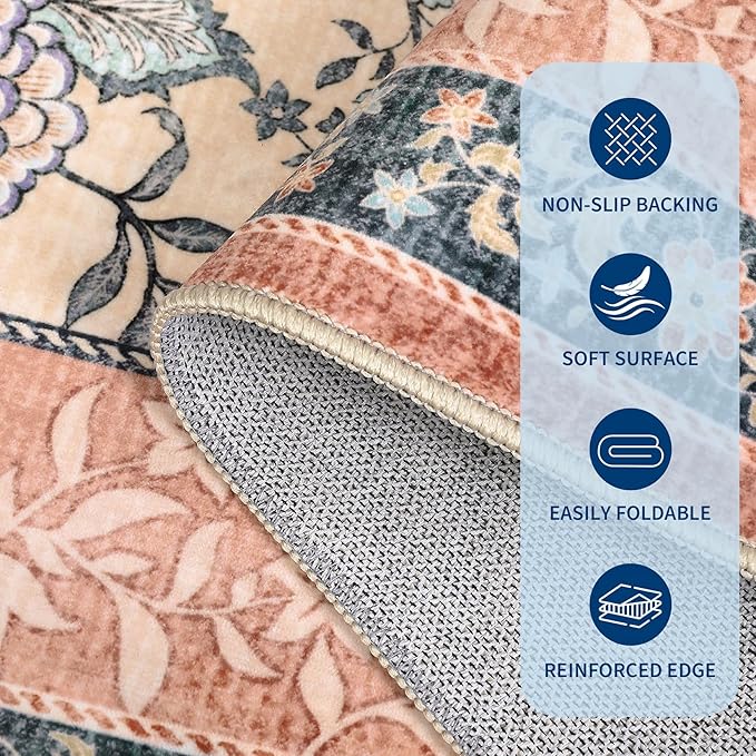 GarveeHome Terracotta Teal 2x3 Door Mat Indoor Rugs - Image 6